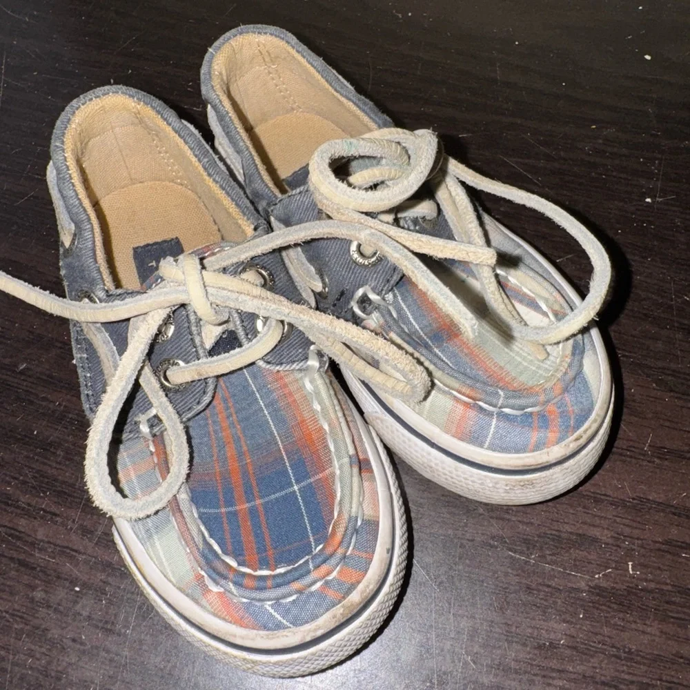 Sperry Blue Plaid Kids Sneakers - Picture 1 of 4